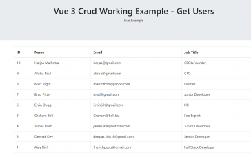Vue 3 - Vuejs Crud Working Example - Get Users