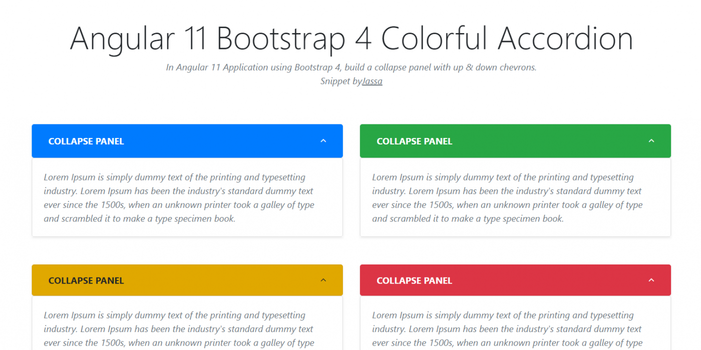 Angular 11 Bootstrap 4 Colorful Accordion Working Demo