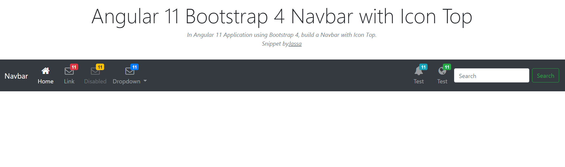 personale optager Centralisere Angular 11 Bootstrap 4 Navbar with Icon Top - Therichpost