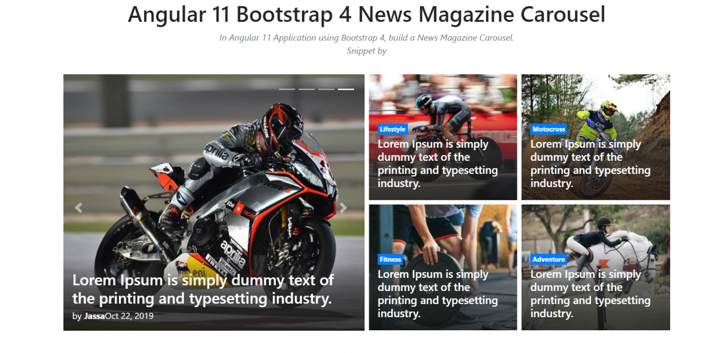 Angular 11 Bootstrap 4 News Magazine Carousel