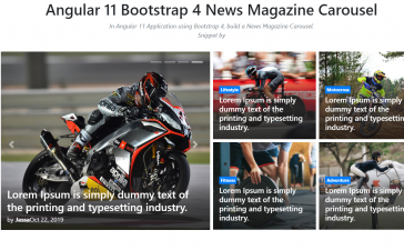 Angular 11 Bootstrap 4 News Magazine Carousel