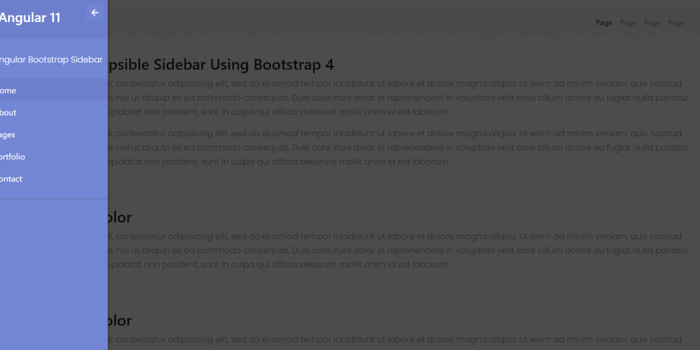 Angular 11 Collapsible Sidebar Using Bootstrap 4