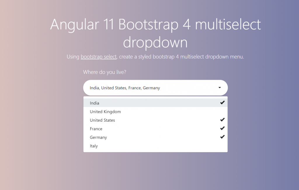 Angular 11 Multiselect Dropdown Working