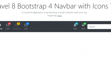 Laravel 8 Bootstrap 4 Navbar with Icons Top