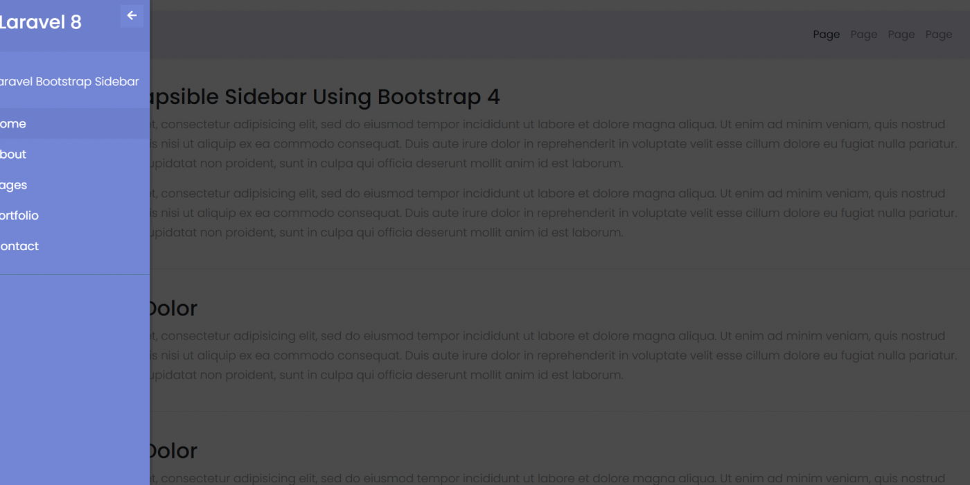 Laravel 8 Collapsible Sidebar Using Bootstrap 4