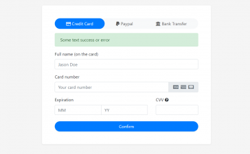 React Js Bootstrap 4 Credit Card Form Working Demo