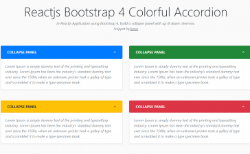 Reactjs Bootstrap 4 Colorful Accordion