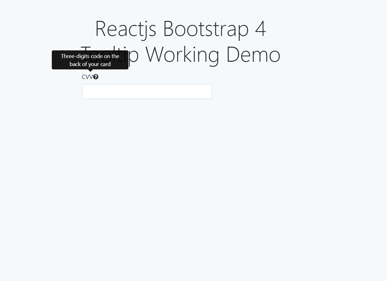 Reactjs Bootstrap 4 Tooltip Working Demo