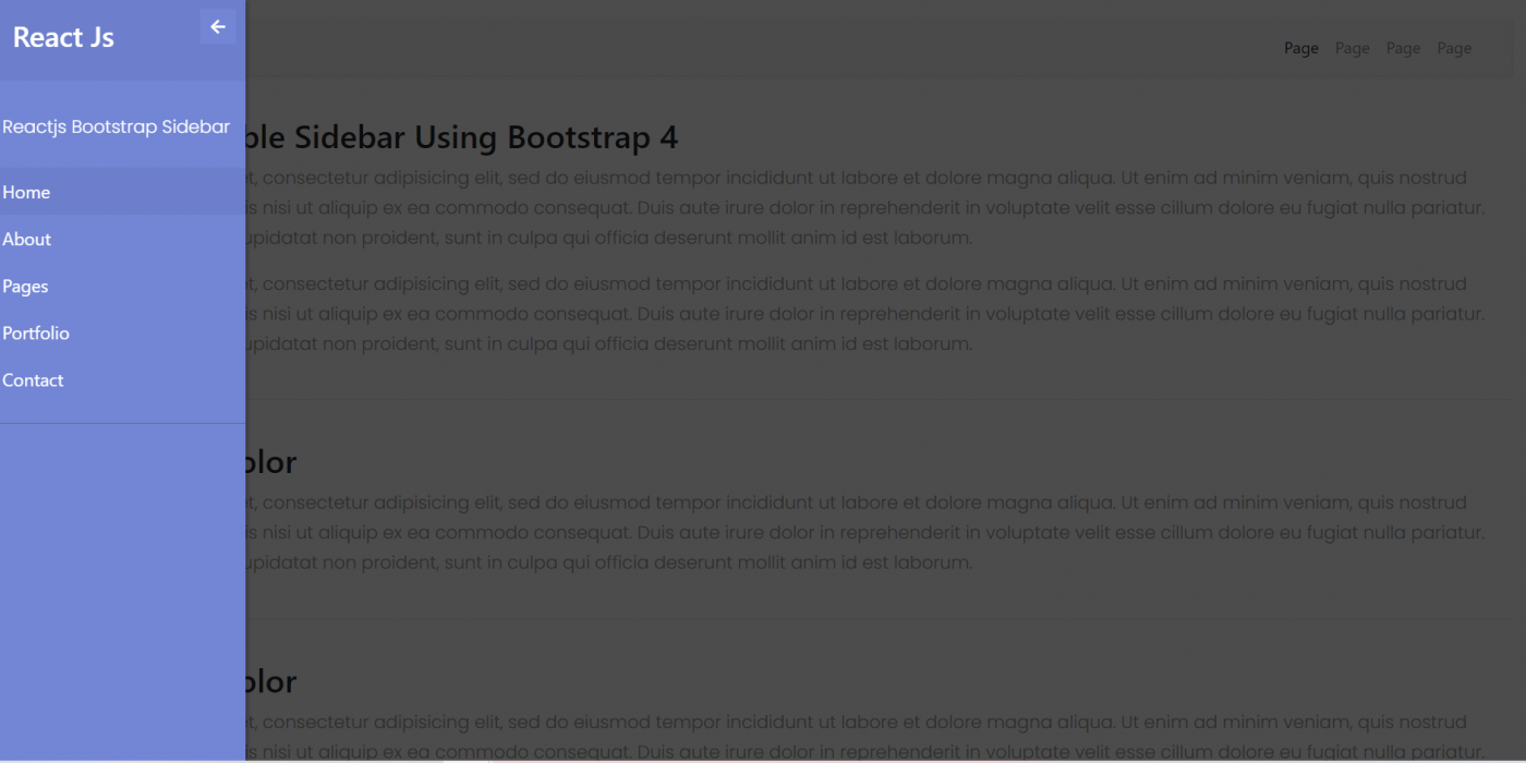 Reactjs Collapsible Sidebar Using Bootstrap 4