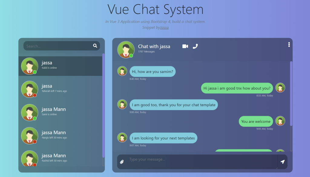 Chat template 4 bootstrap Vue Js