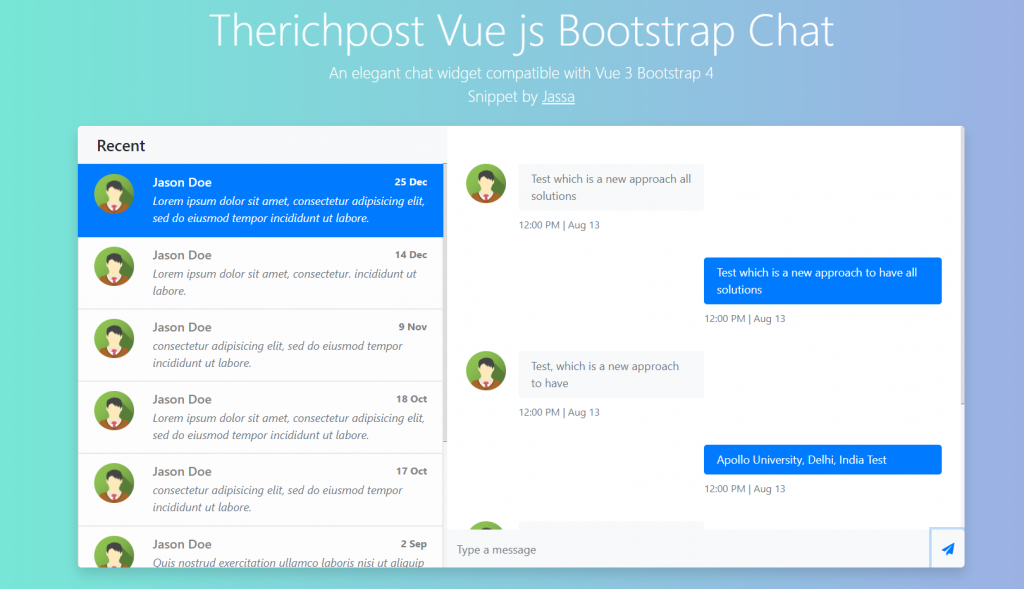Vue 3 Bootstrap 4 Chat Widget