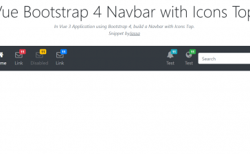 Vuejs Bootstrap 4 Navbar with Icons Top
