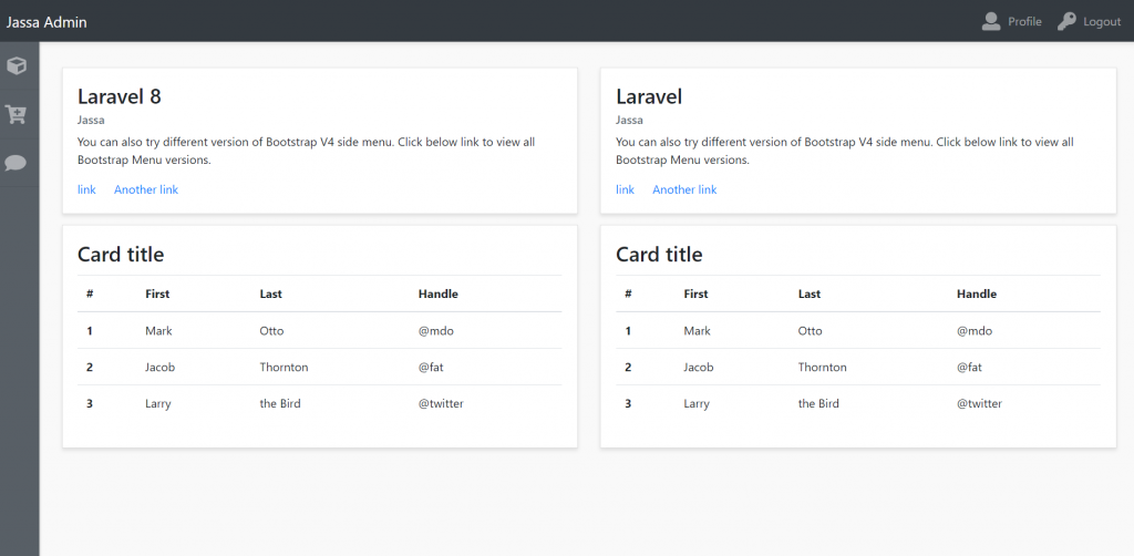 Laravel 8 Admin Dashboard Template Simple and free