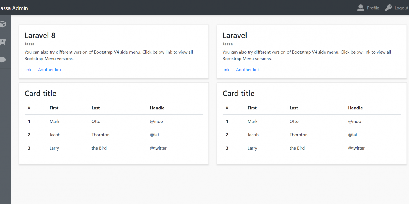 Laravel 8 Admin Dashboard Template Simple and free