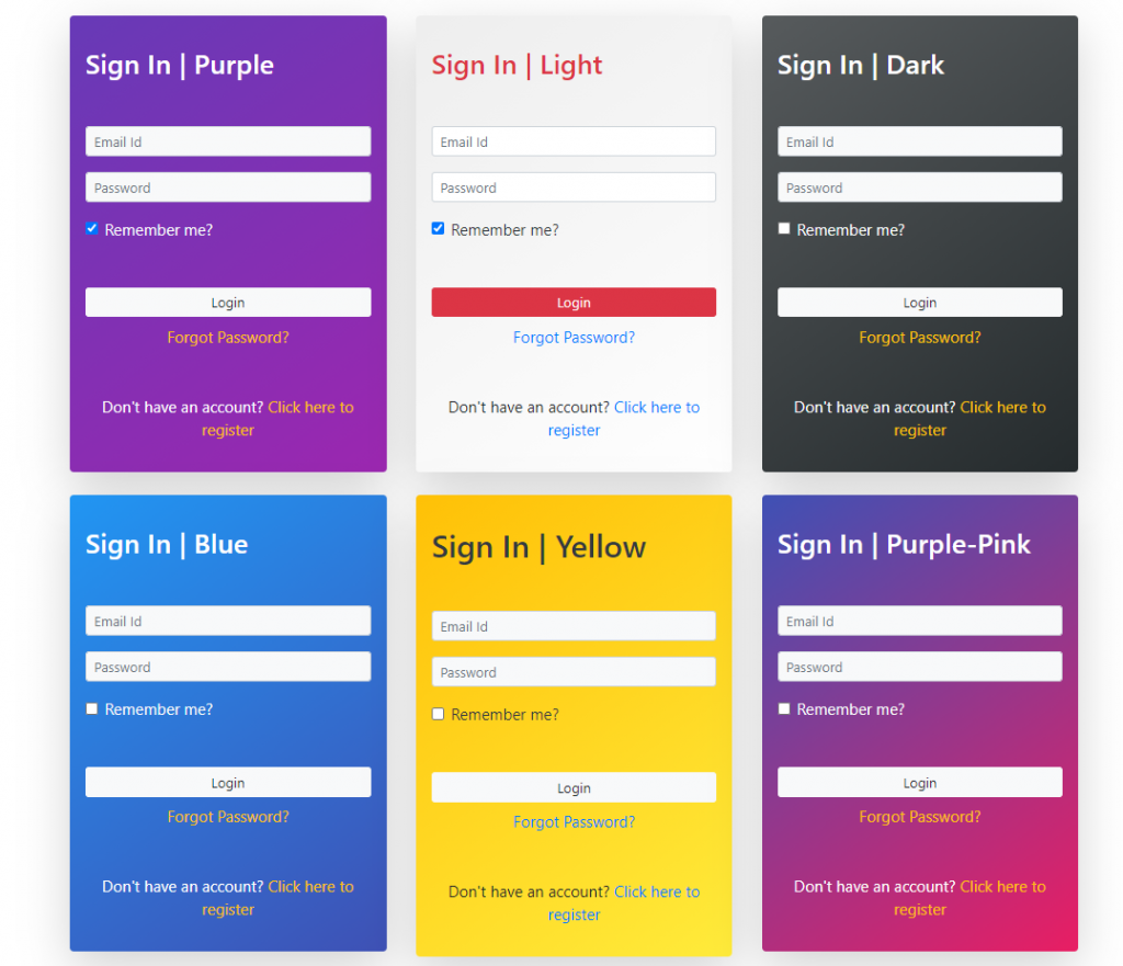 React Sign In Form Designs