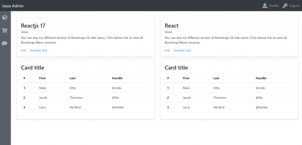 Reactjs Admin Dashboard Template Simple and Free