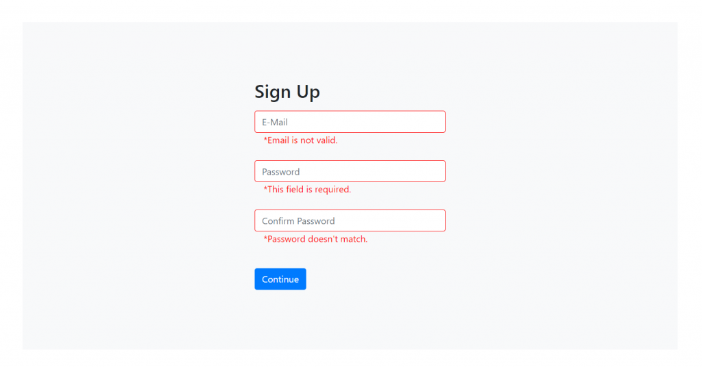 Reactjs Form Validation Working Demo