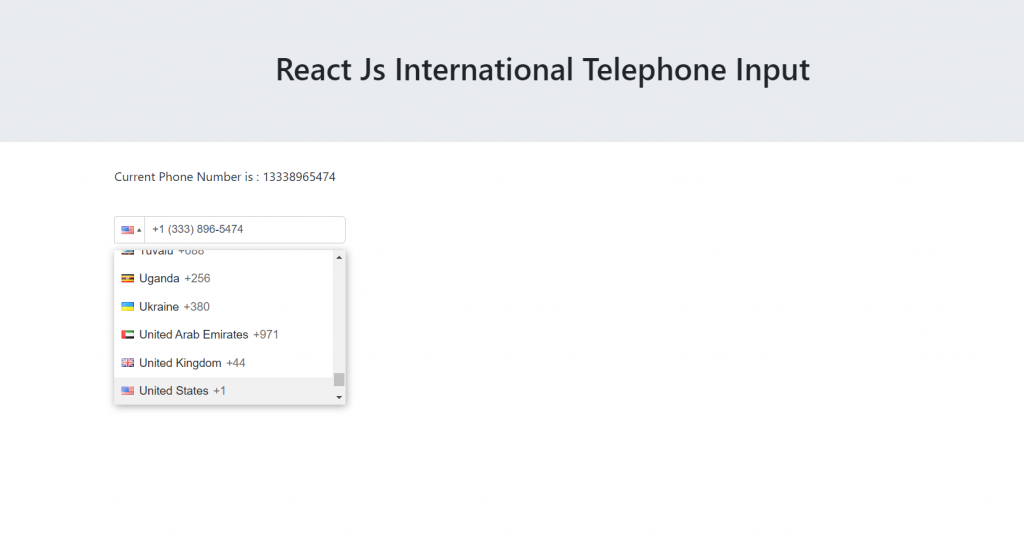 Reactjs International Telephone Input