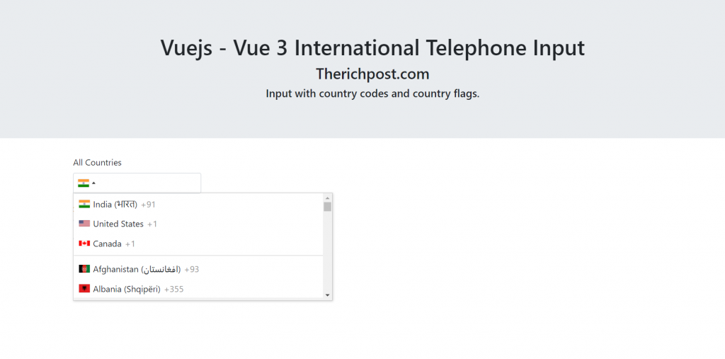 Vuejs International Telephone Input - Vue 3