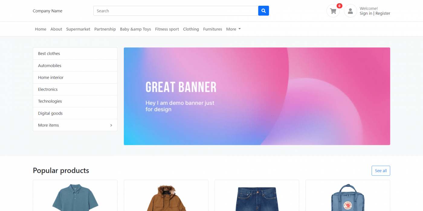 free ecommerce website templates free download bootstrap