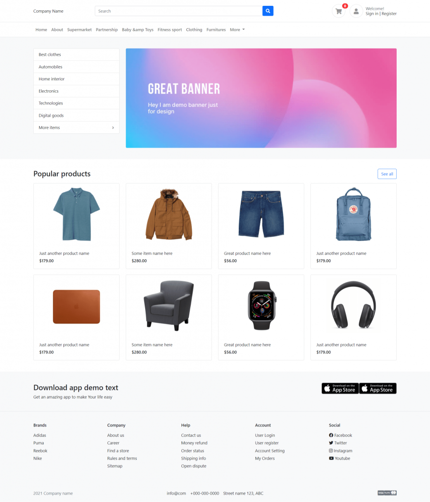 Angular 12 Bootstrap 5 Ecommerce Template Free Download