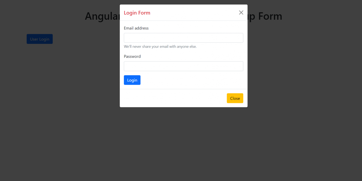 Angular 11 Bootstrap 5 Modal Popup Form