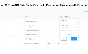 Angular 11 PrimeNG Data Table Filter Pagination Working Example with Dynamic Data