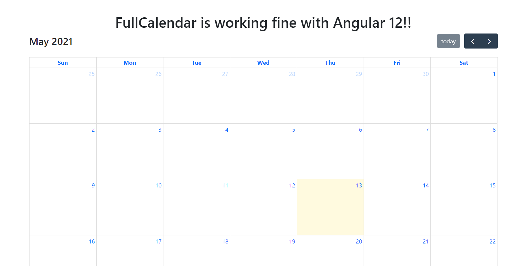 Angular 12 FullCalendar Working Demo