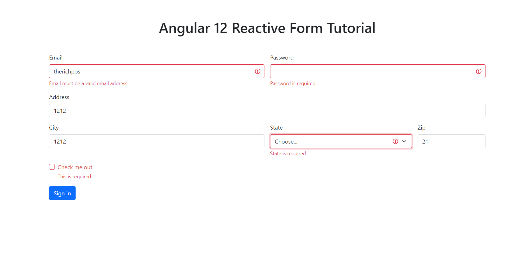 Angular 12 Reactive Form Tutorial