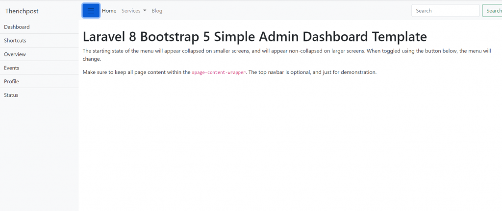 Laravel 8 Bootstrap 5 Admin Dashboard Template For Beginners
