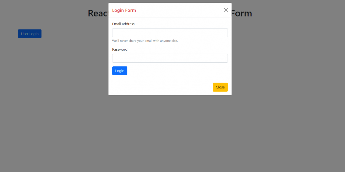 how to create a popup form in react js