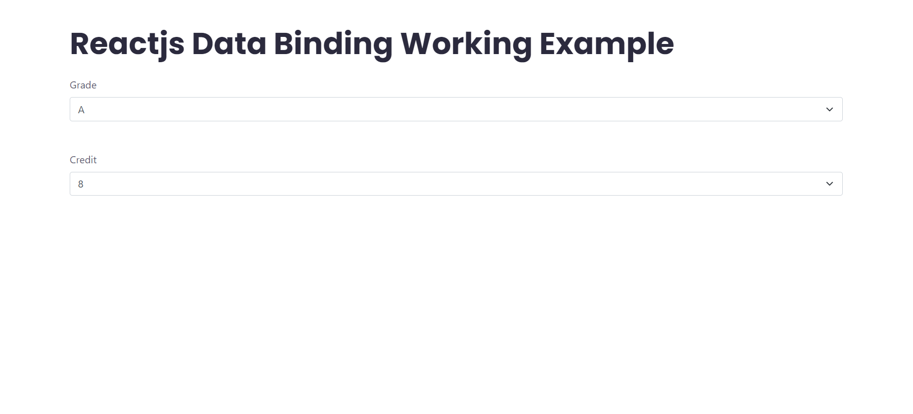 Reactjs Data Binding Working Example