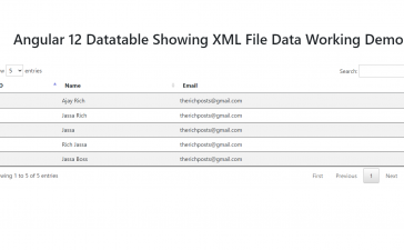 Angular 12 Datatable showing XML File Data Working Demo