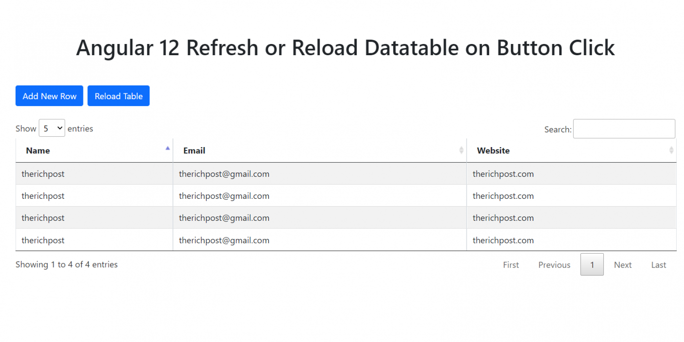 Angular 12 Refresh Reload Datatable on Button Click Functionality