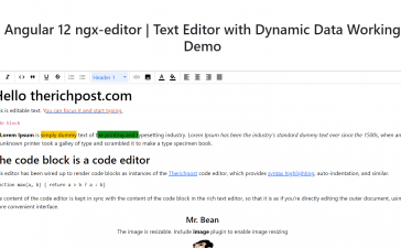 Angular 12 ngx-editor with Dynamic Data Working Functionality