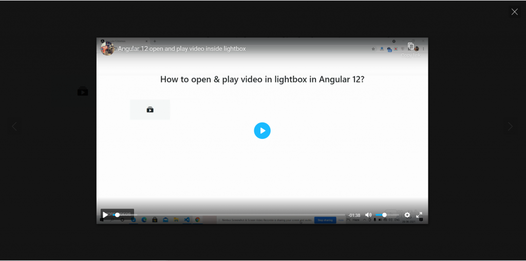 How to open & play video inside lightbox in angular 12?
