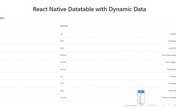 React Native Datatable with Dynamic Data Working Example