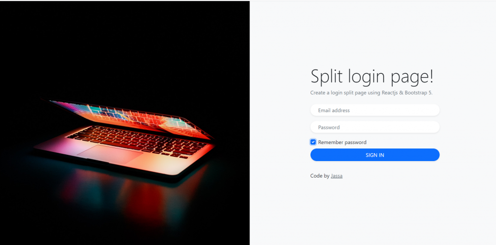 Reactjs Bootstrap 5 Split Login Responsive Page Therichpost