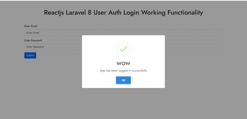 Reactjs Laravel 8 AUTH User Login Working Example