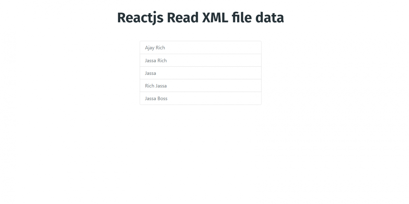 Reactjs Read XML File Data Working Demo
