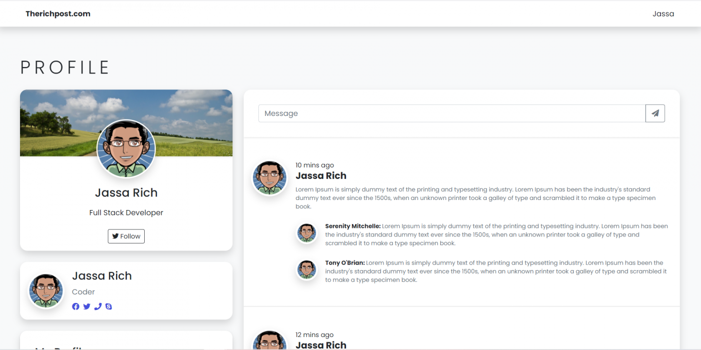 Vue 3 Bootstrap 5 Responsive User Profile Page Working Demo with Code Snippets