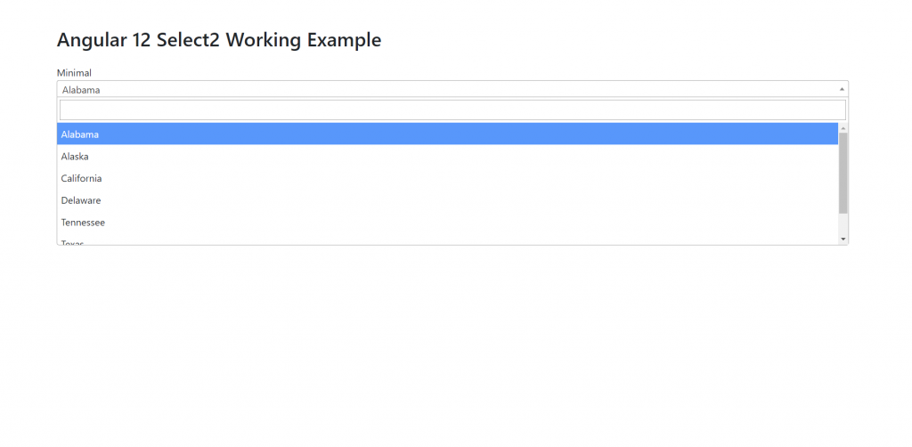 Angular 12 Select2 Working Example