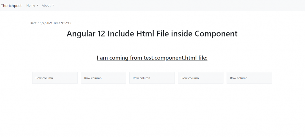 How to include html file in angular 12 component?