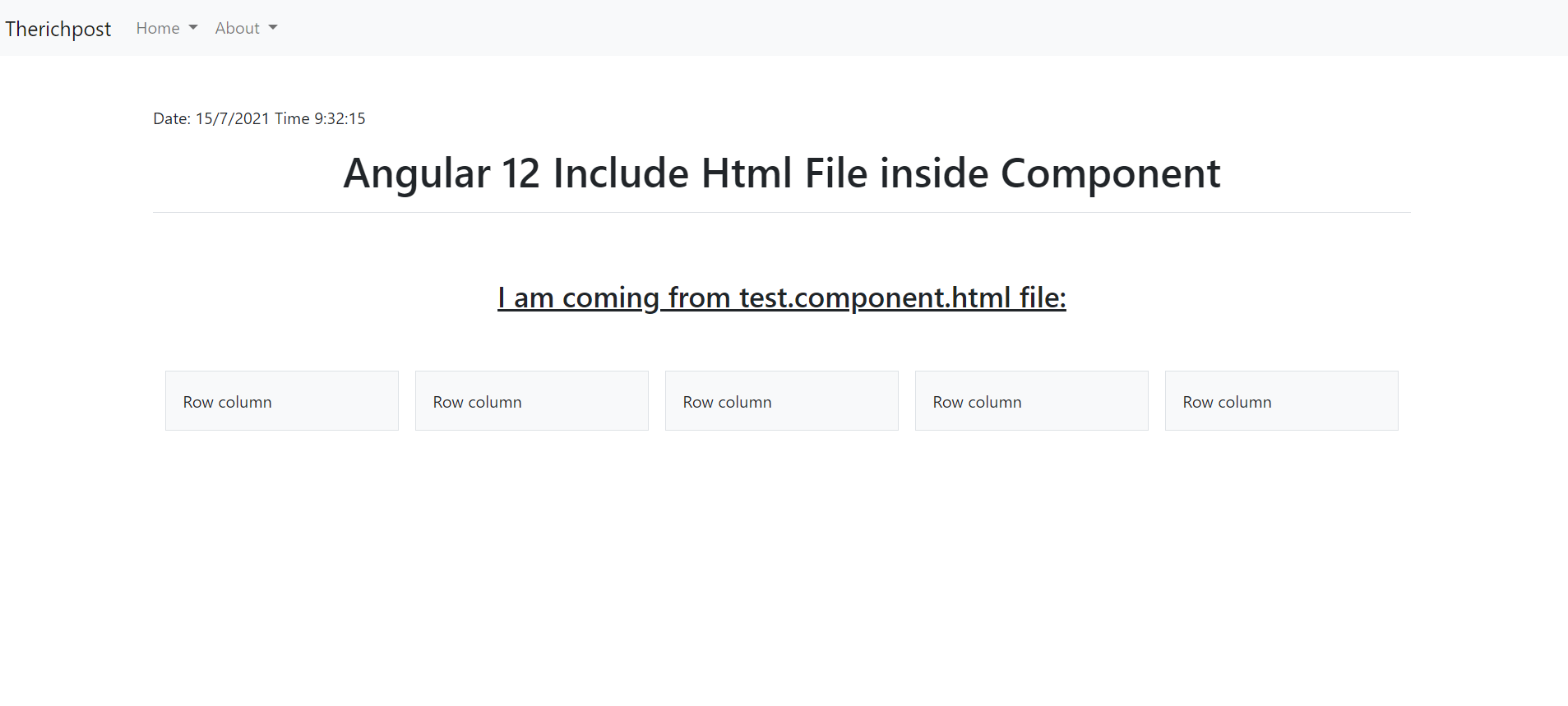 How to include html file in angular 12 component?