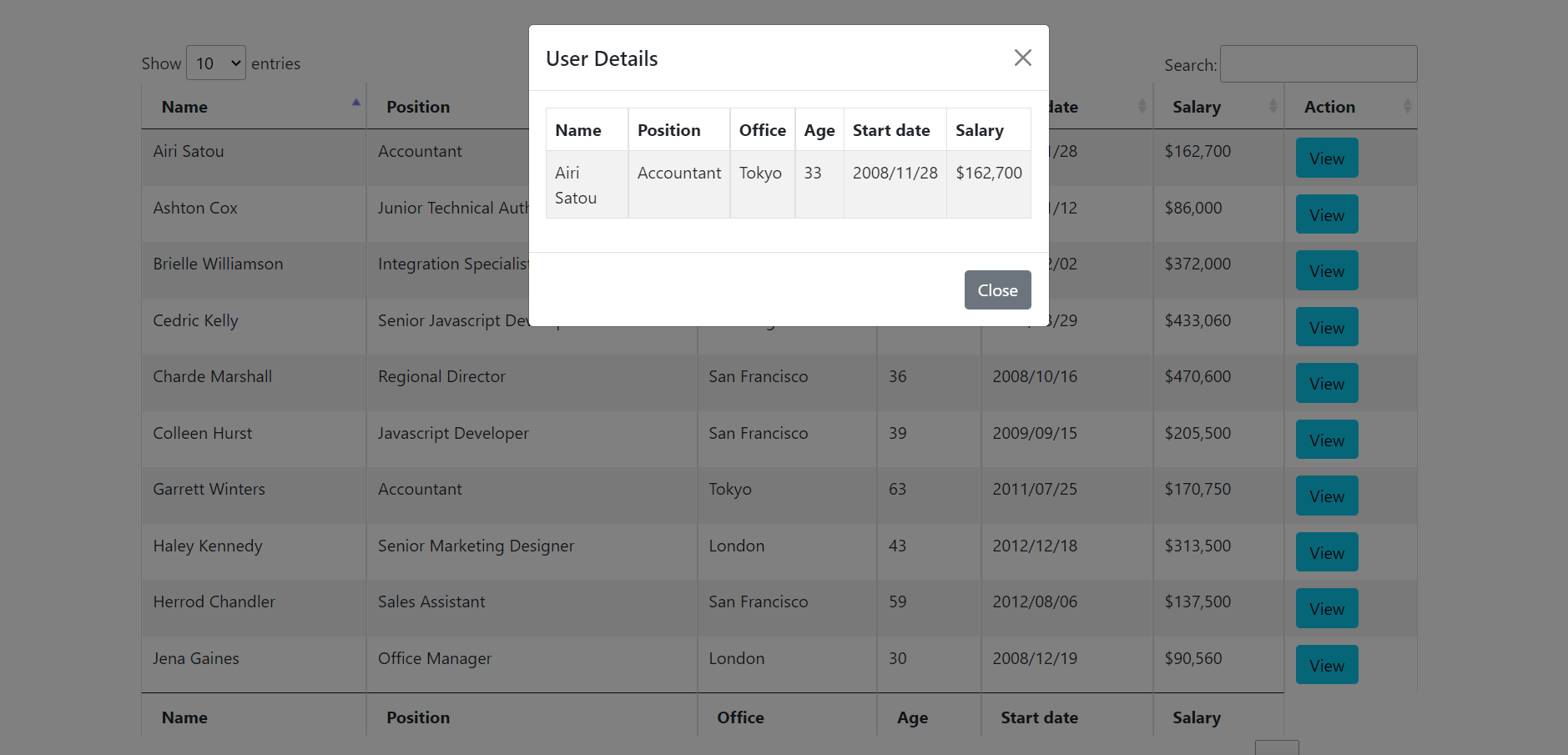 Laravel 8 Jquery Datatable Row Click open Bootstrap 5 Modal Popup with Dynamic Data Working Functionality