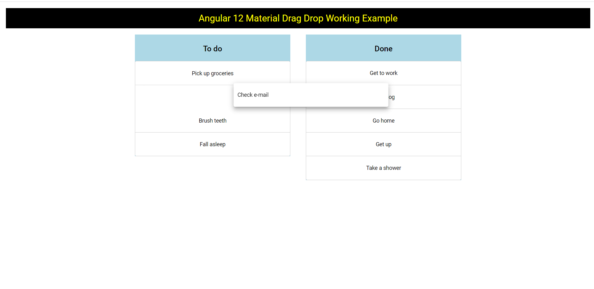 Angular 12 Material Drag Drop Working Example with Code Snippet