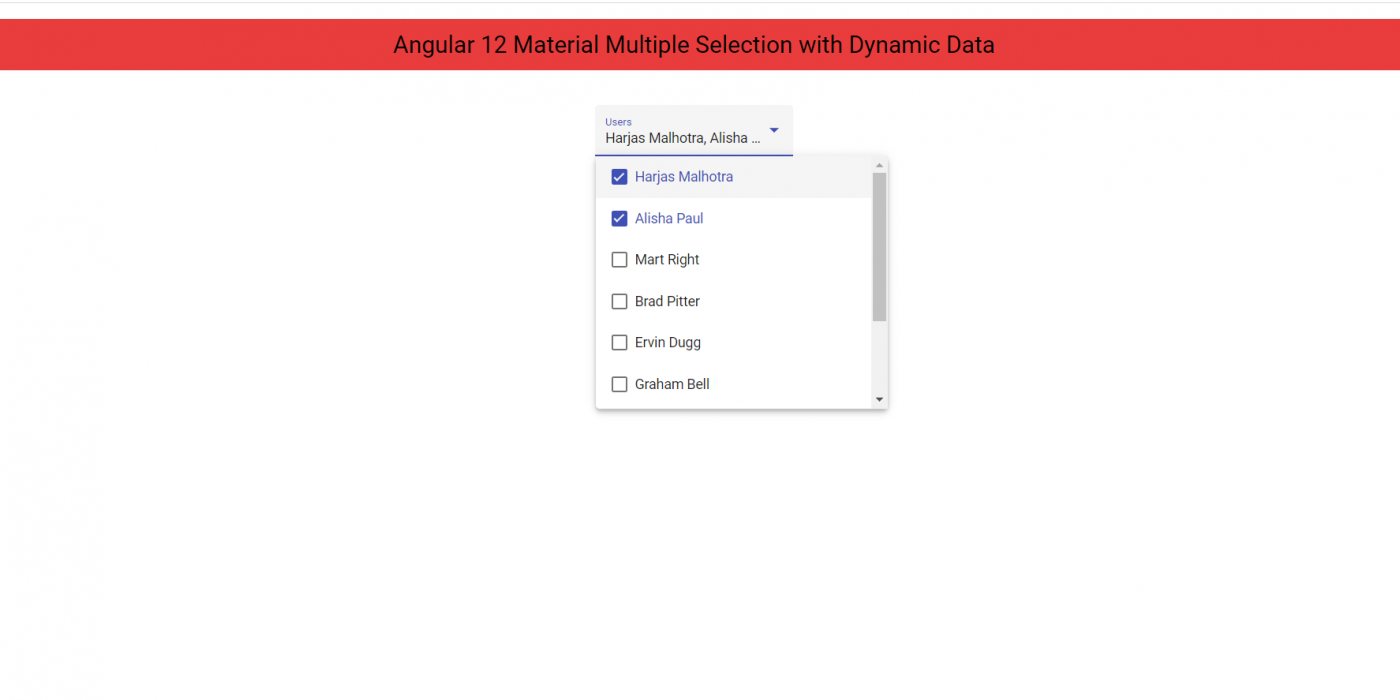 Angular 12 Material Multiple Selection with Dynamic Data