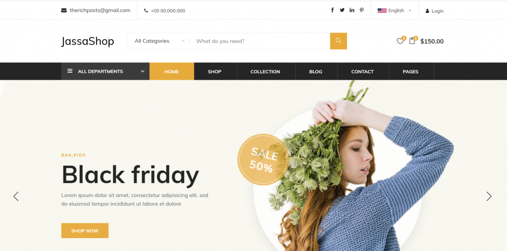 Laravel 8 Responsive Ecommerce Home Page Template Free Download