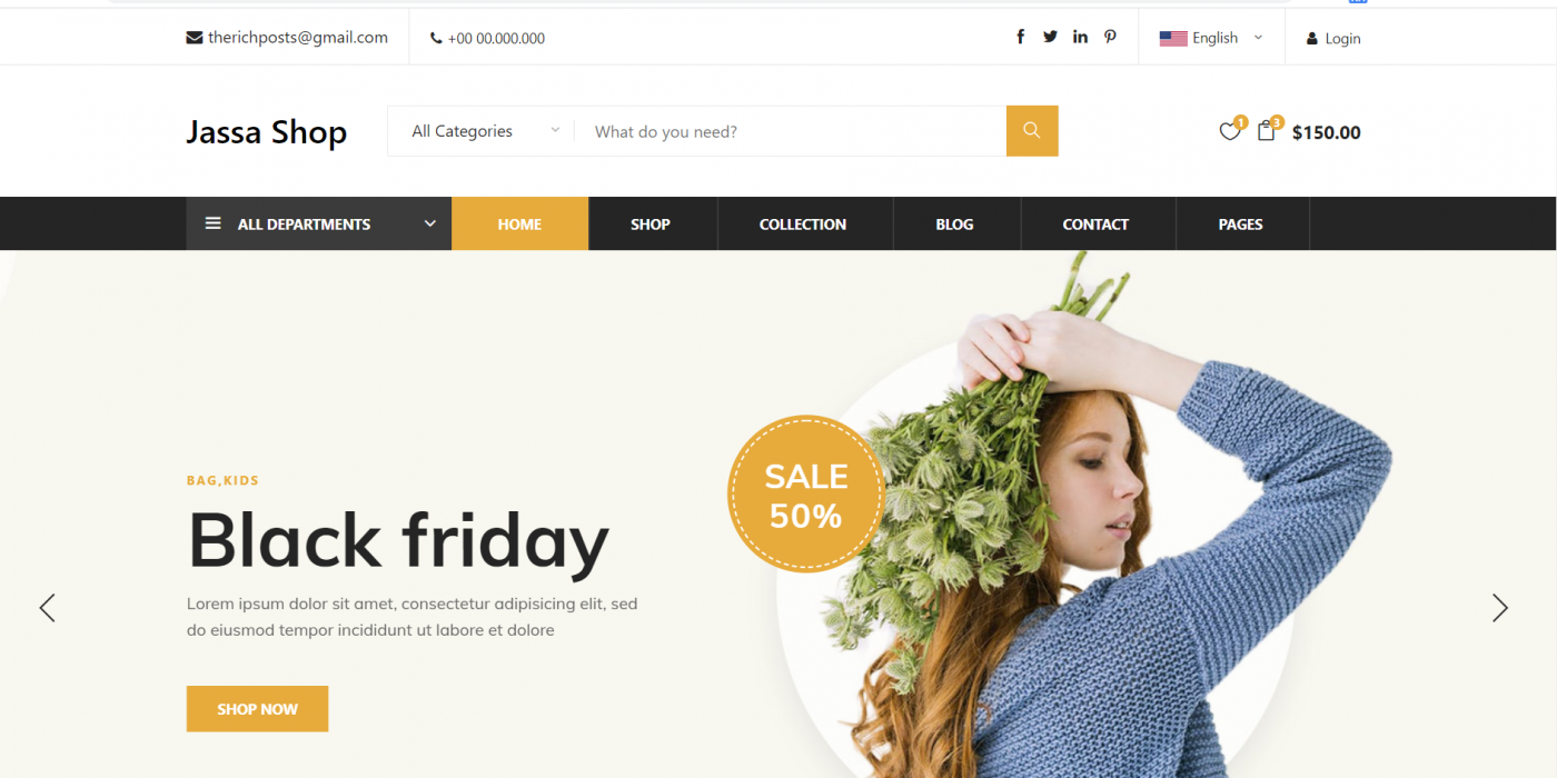 React Free Responsive Ecommerce Template Free Download