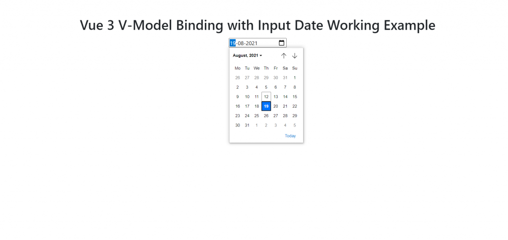 Vue 3 V-Model Binding with Input Type Date Working Example